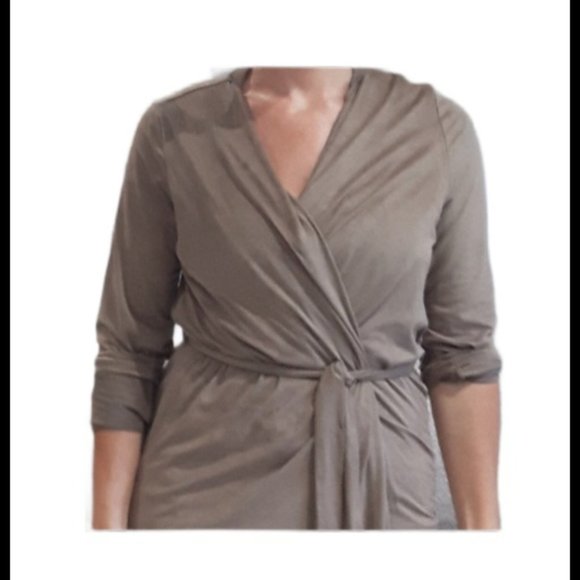 Faux Suede Long Cardigan Tie Waist Versatile Robe - Picture 2 of 7